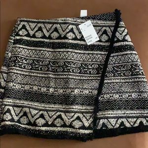 Tribal prints faux wrapped skirt